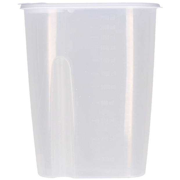 Excellent Houseware Voedselcontainer - wit - 2,2 liter - kunststof - 20 x 9,5 x 23,5 cm - Voorraadpot