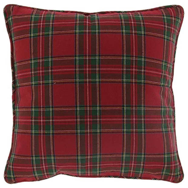 Unique Living - Kerst Tartan Kussen - 45x45cm - Rood