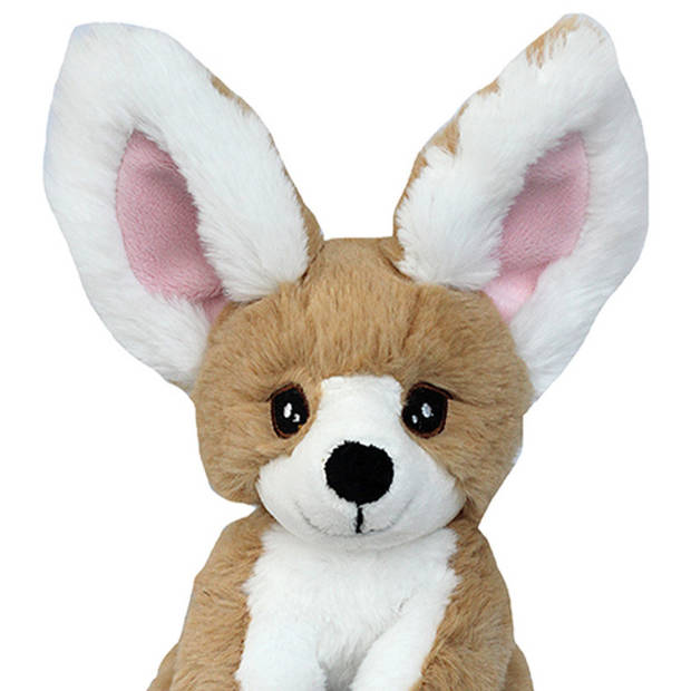 Nature Planet pluche fennec woestijnvos knuffeldier - zittend - 17 cm - Knuffel bosdieren