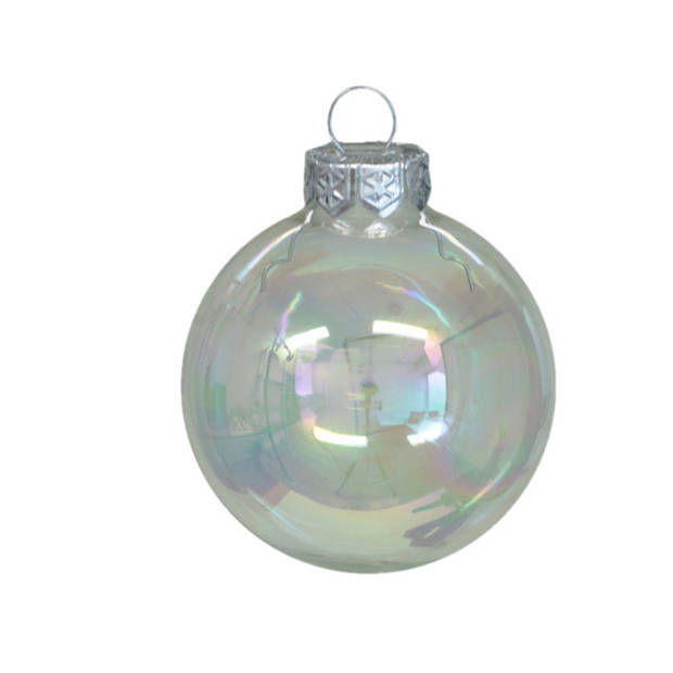 Kerstballen van glas - 15x - transparant parelmoer -4 cm -milieubewust - Kerstbal