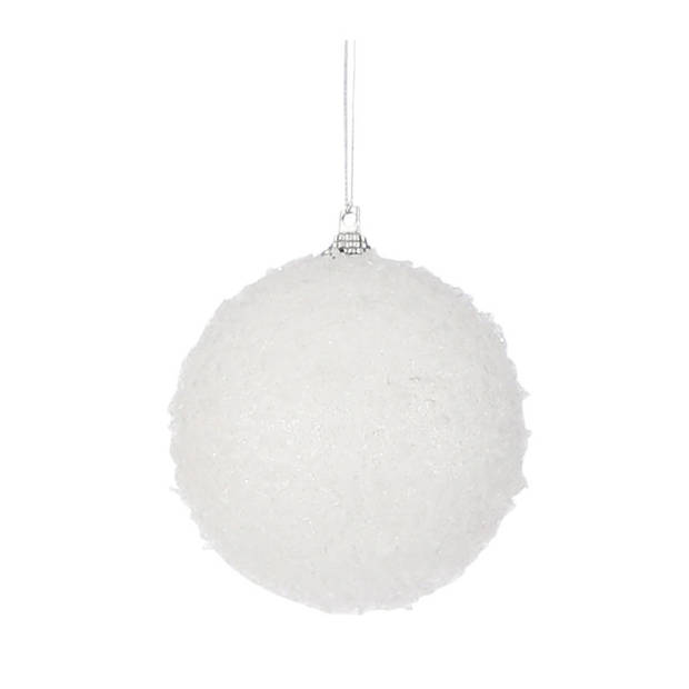 Kerstboomversiering 2x kerstballen met sneeuw 8 cm - Kerstbal