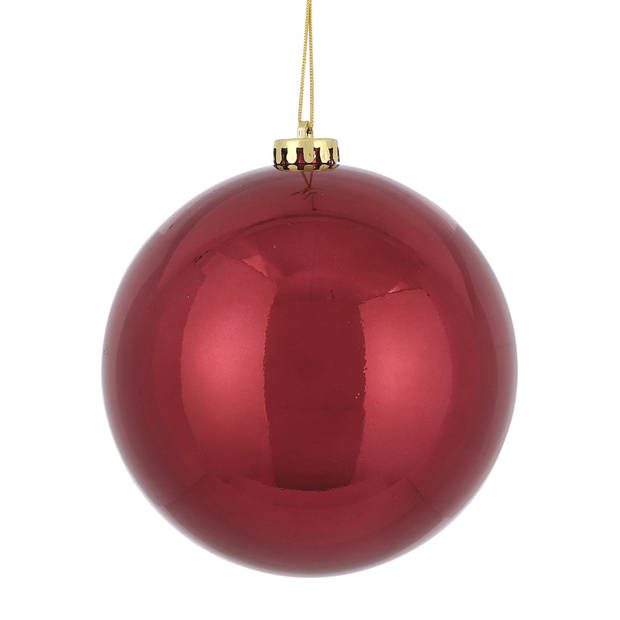 Grote kerstballen 2x stuks donkerrood 15 en 20 cm kunststof - Kerstbal