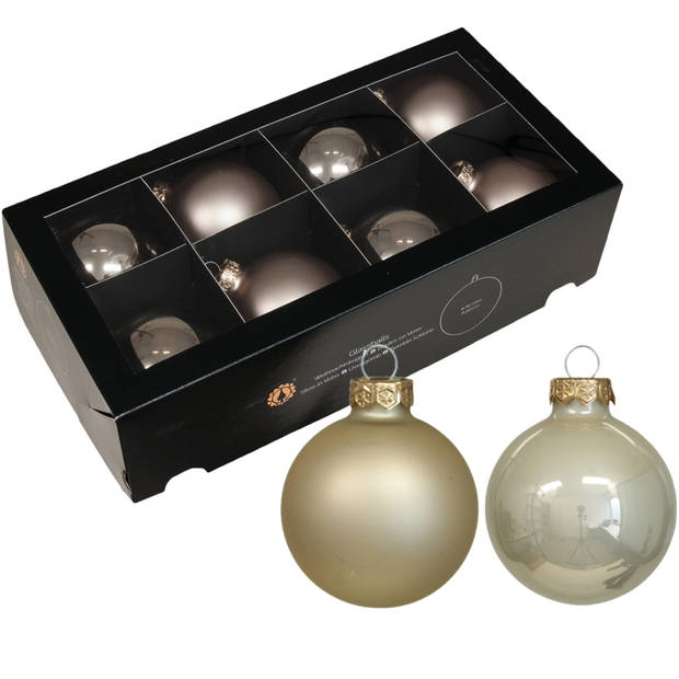 Othmar Decorations kerstballen - 38x st - champagne - glas - 6 en 8 cm - Kerstbal