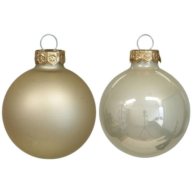 Kerstballen van glas - 8x - licht champagne - 8 cm -milieubewust - Kerstbal