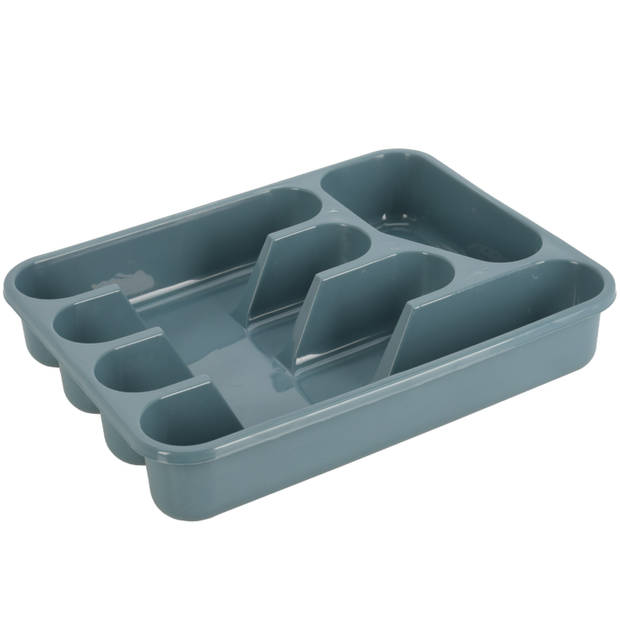 Excellent Houseware Bestekbak/Keuken Organizer - 5-Vaks - Blauw - 33,5 x 26,5 x 3,5 cm - Bestekbakken