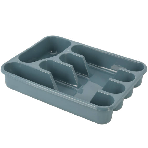 Excellent Houseware Bestekbak/Keuken Organizer - 5-Vaks - Blauw - 33,5 x 26,5 x 3,5 cm - Bestekbakken