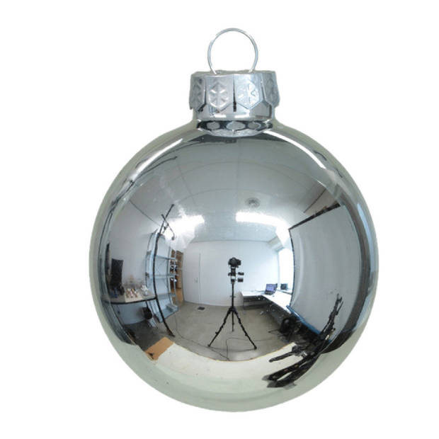 Othmar Decorations kerstballen - 30x - zilver - 6 cm - glas - Kerstbal