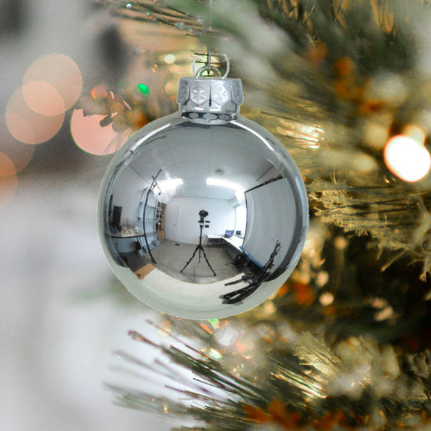 Othmar Decorations kerstballen - 30x - zilver - 6 cm - glas - Kerstbal