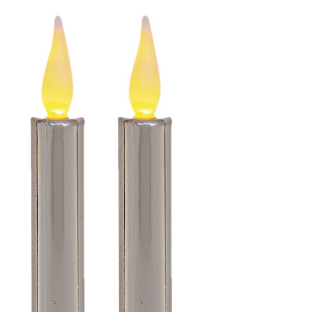 Feeric lights and christmas dinerkaarsen - LED - zilver glitter - 28 cm - LED kaarsen