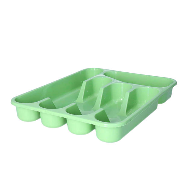 Excellent Houseware Bestekbak/keuken Organizer - 5-Vaks - Groen - 33,5 x 26,5 x 3,5 cm - Bestekbakken