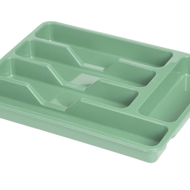 Excellent Houseware Bestekbak/keuken Organizer - 5-Vaks - Groen - 33,5 x 26,5 x 3,5 cm - Bestekbakken