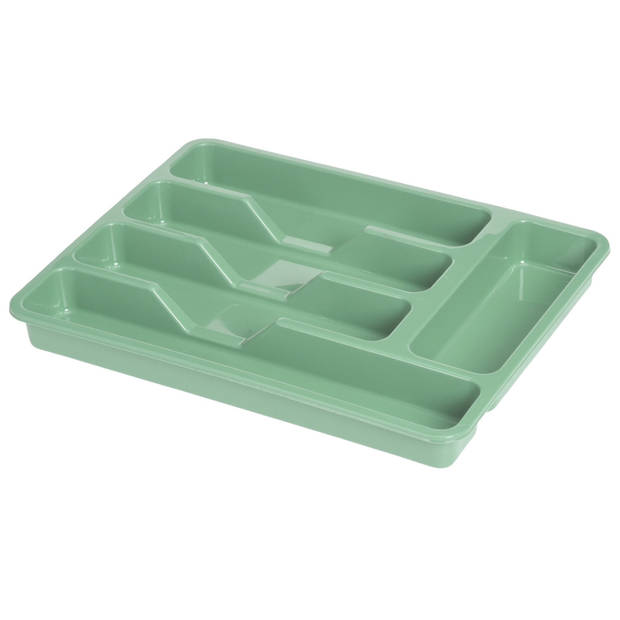 Excellent Houseware Bestekbak/keuken Organizer - 5-Vaks - Groen - 33,5 x 26,5 x 3,5 cm - Bestekbakken