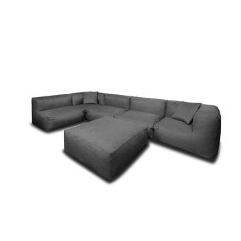 Feel Furniture - Binnen & Buiten bank - Odin - 5 Persoonsbank - Grijs - Met Hocker