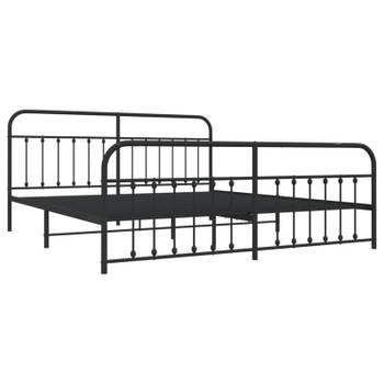 vidaXL Bedframe met hoofd- en voeteneinde metaal zwart 193x203 cm