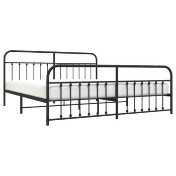 vidaXL Bedframe met hoofd- en voeteneinde metaal zwart 193x203 cm