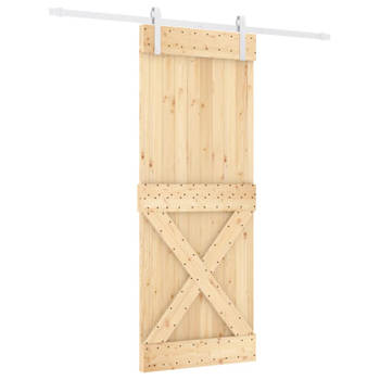 vidaXL Schuifdeur met beslag 80x210 cm massief grenenhout