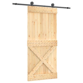 vidaXL Schuifdeur met beslag 95x210 cm massief grenenhout