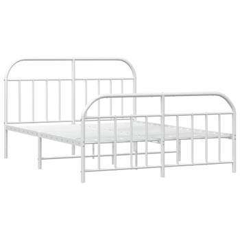 vidaXL Bedframe met hoofd- en voeteneinde metaal wit 140x200 cm