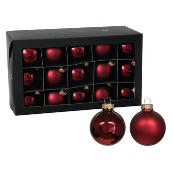 Othmar Decorations kerstballen - 36x - donkerrood - glas - 6 cm - glans/mat - Kerstbal