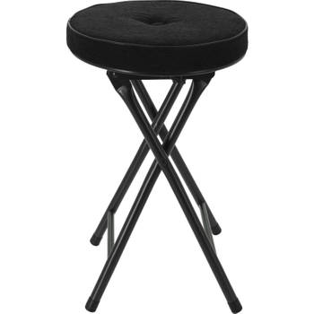 Home & Styling Bijzet krukje/stoel - Opvouwbaar - zwart Ribcord - D33 x H49 cm - Krukjes