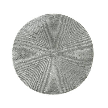 1x stuks ronde placemats zilver 38 cm van kunststof - Placemats