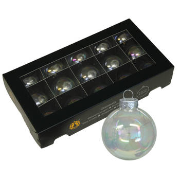 Kerstballen van glas - 15x - transparant parelmoer -4 cm -milieubewust - Kerstbal