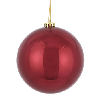 1x Grote kunststof kerstballen donkerrood 15 cm - Kerstbal