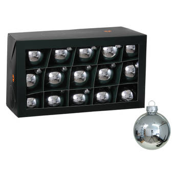 Othmar Decorations kerstballen - 30x - zilver - 6 cm - glas - Kerstbal