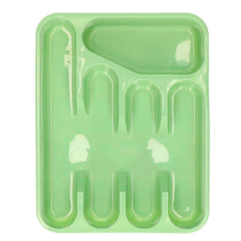 Excellent Houseware Bestekbak/keuken Organizer - 5-Vaks - Groen - 33,5 x 26,5 x 3,5 cm - Bestekbakken