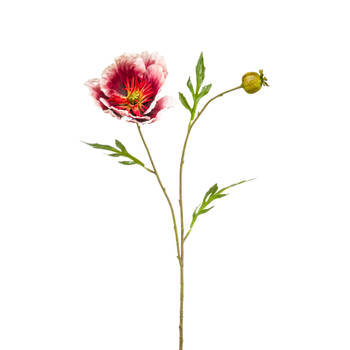 Kunstbloem Poppy - 77cm - wit/roze