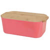 Excellent Houseware Broodtrommel met snijplank - rood - bamboe/kunststof - 33 x 18 x 12 cm - Broodtrommels