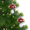 Decoris Kersthangers - 2x - rood - paddenstoelen - 7 cm - Kersthangers