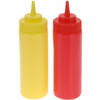 Doseerflessen/sausflessen - 2x - rood en geel - kunststof - 400 ml - mayo en ketchup knijpflessen - Garneergerei