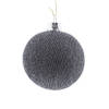 1x Grijze Cotton Balls kerstballen decoratie 6,5 cm - Kerstbal