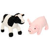 Pluche knuffel boerderijdieren set Koe en Varken van 22 cm - Knuffel boederijdieren