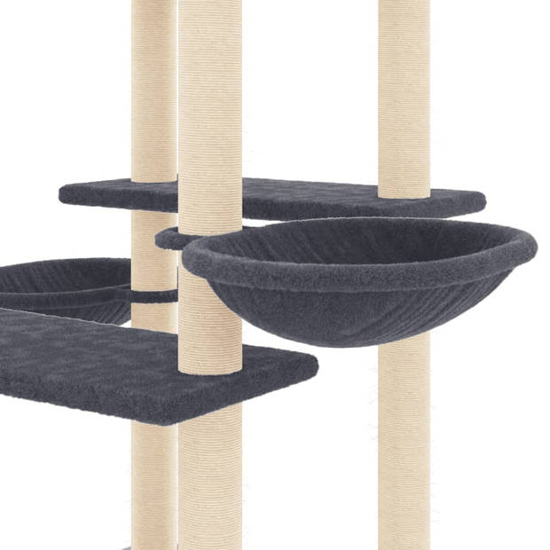 vidaXL Kattenmeubel met sisal krabpalen 133 cm donkergrijs