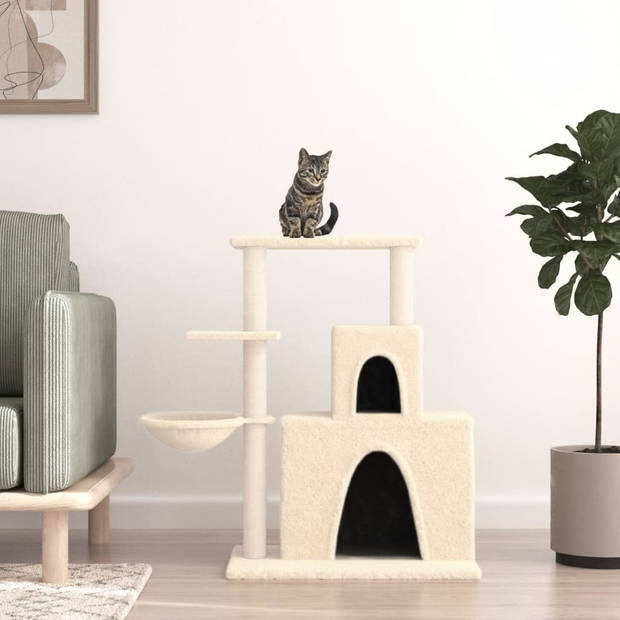 The Living Store Kattenmeubel - Alles-in-één - 61 x 35 x 83 cm - Met huisjes - mand en platforms