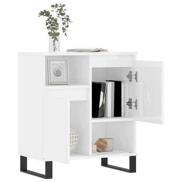 The Living Store Dressoir - Trendy - Opbergkast - 60 x 35 x 70 cm - Hoogglans wit