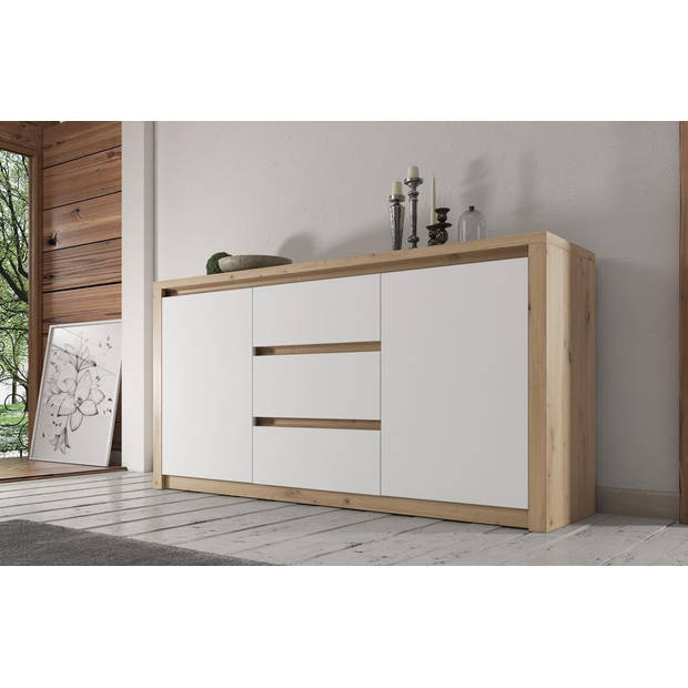 Meubella Dressoir Melody - Wit - Eiken - 140 cm