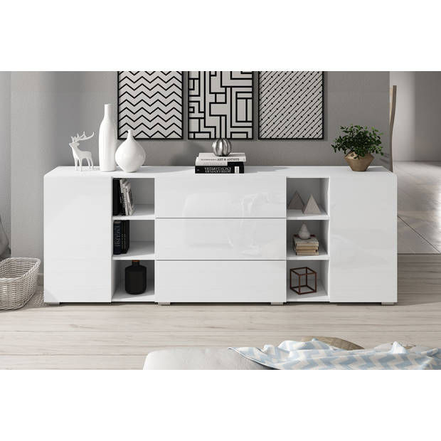 Meubella Dressoir Bonzo - Wit - 190 cm