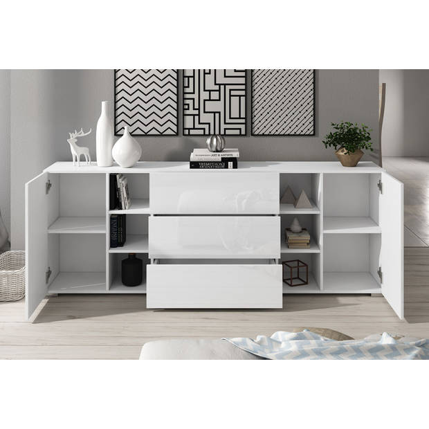 Meubella Dressoir Bonzo - Wit - 190 cm