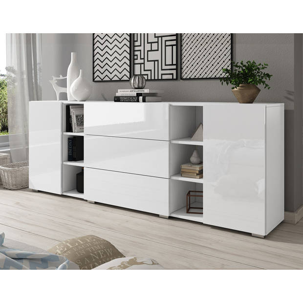 Meubella Dressoir Bonzo - Wit - 190 cm