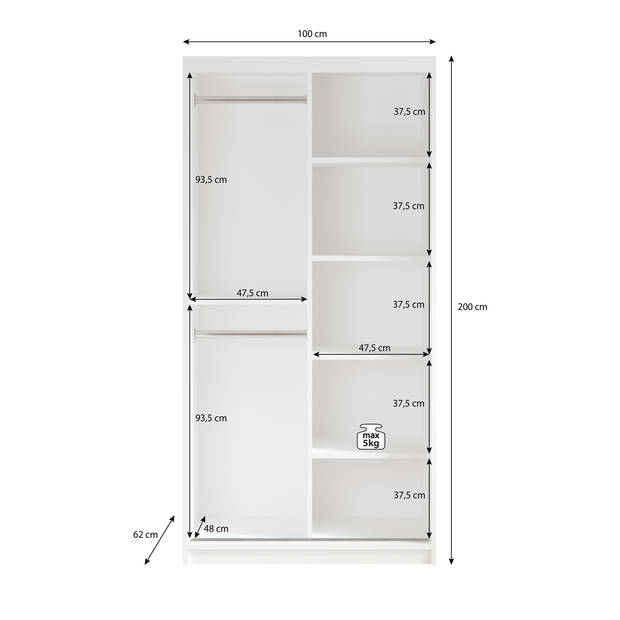 Meubella Kledingkast Mandalin - Zwart - 100 cm