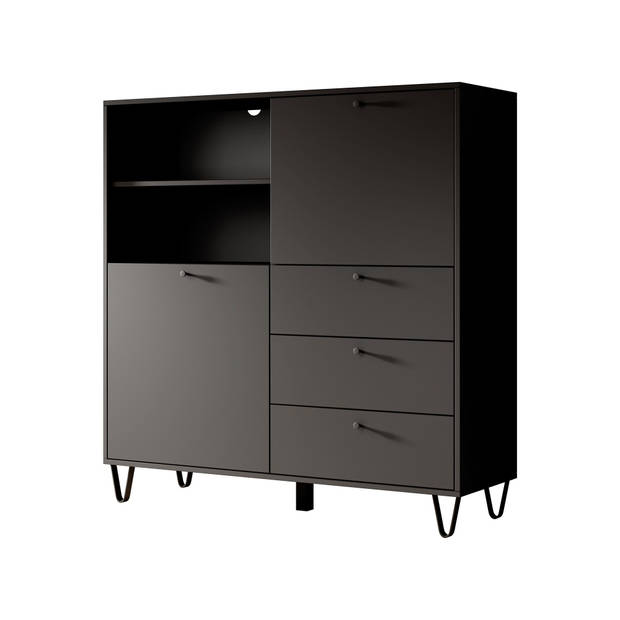 Meubella Dressoir Apula - Antraciet - 124 cm - Met lades