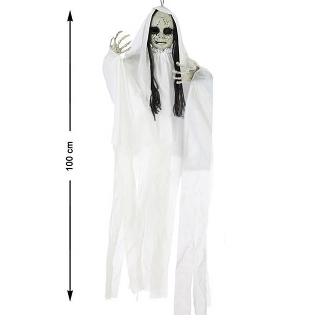 Halloween/horror thema hang decoratie pop geest/spook - enge/griezelige pop - 100 cm - Feestdecoratievoorwerp