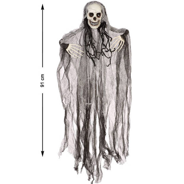 Halloween/horror thema hang decoratie spook/skelet - enge/griezelige pop - 91 cm - Feestdecoratievoorwerp