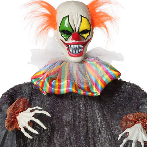 Halloween/horror thema hang decoratie horror clown - enge/griezelige pop - 120 cm - Feestdecoratievoorwerp