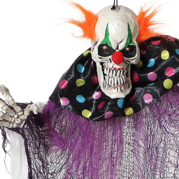 Halloween/horror thema hang decoratie horror clown - enge/griezelige pop - 120 cm - Feestdecoratievoorwerp