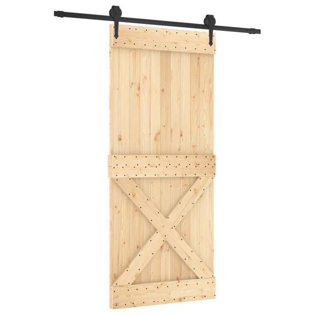 vidaXL Schuifdeur met beslag 90x210 cm massief grenenhout