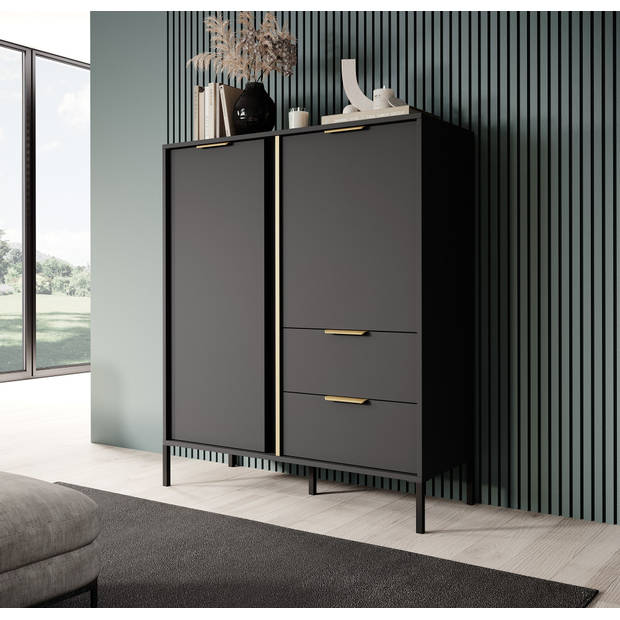 Meubella Dressoir Loren - Antraciet - 103 cm - Hoog